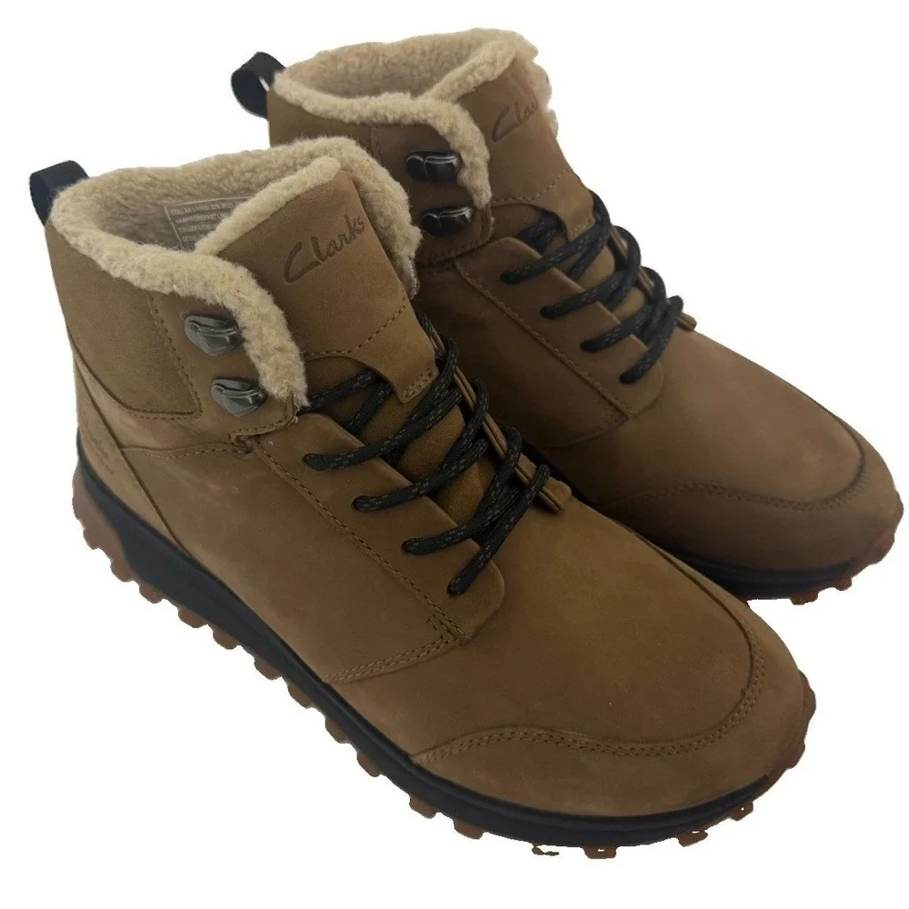 Clarks Men's ATL Trek Up Wp Hiking Boots Leather Upper Dark Sand Size 7 Newp
